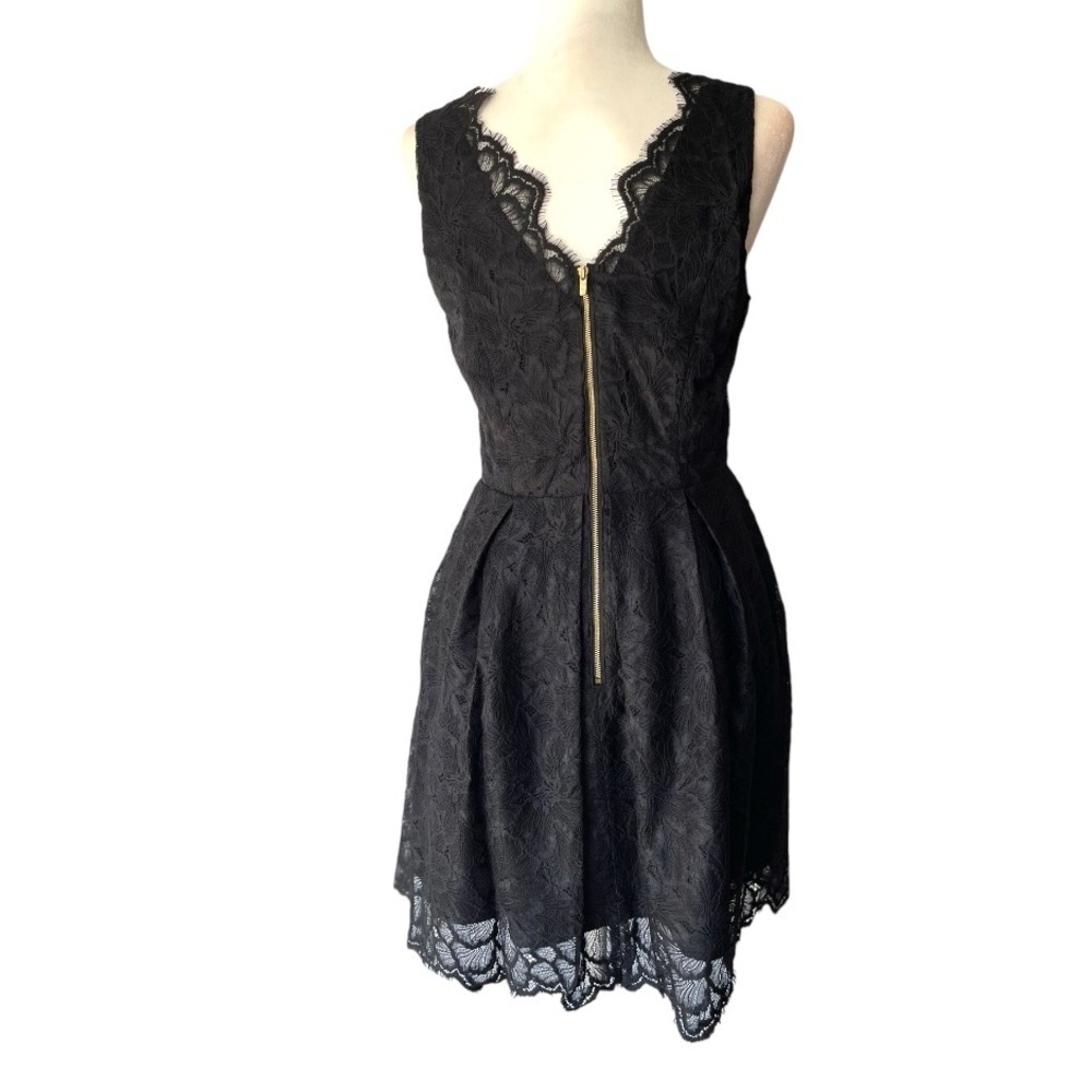 H&M Black Lace Dress Formal Evening Party Prom Dress Short Mini Dress, Sz 8 - Picture 3 of 7